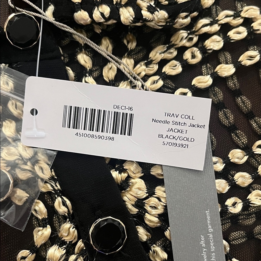 Travelers Collection by Chico’s Needle Stitch Black and Gold Jacket NWT 1 - Picture 4 of 8